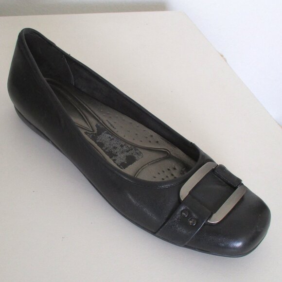 Trotters Sizzle Womens Black Leather Ballet Flat Shoe - Size 8N - Picture 1 of 8